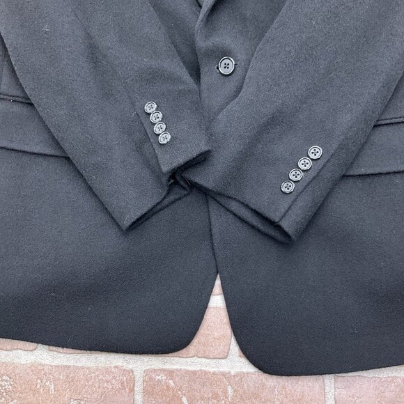 Evan Picone Blazer Men 44R Black Camel Hair 2 Button Classic Career Jacket - Picture 3 of 14